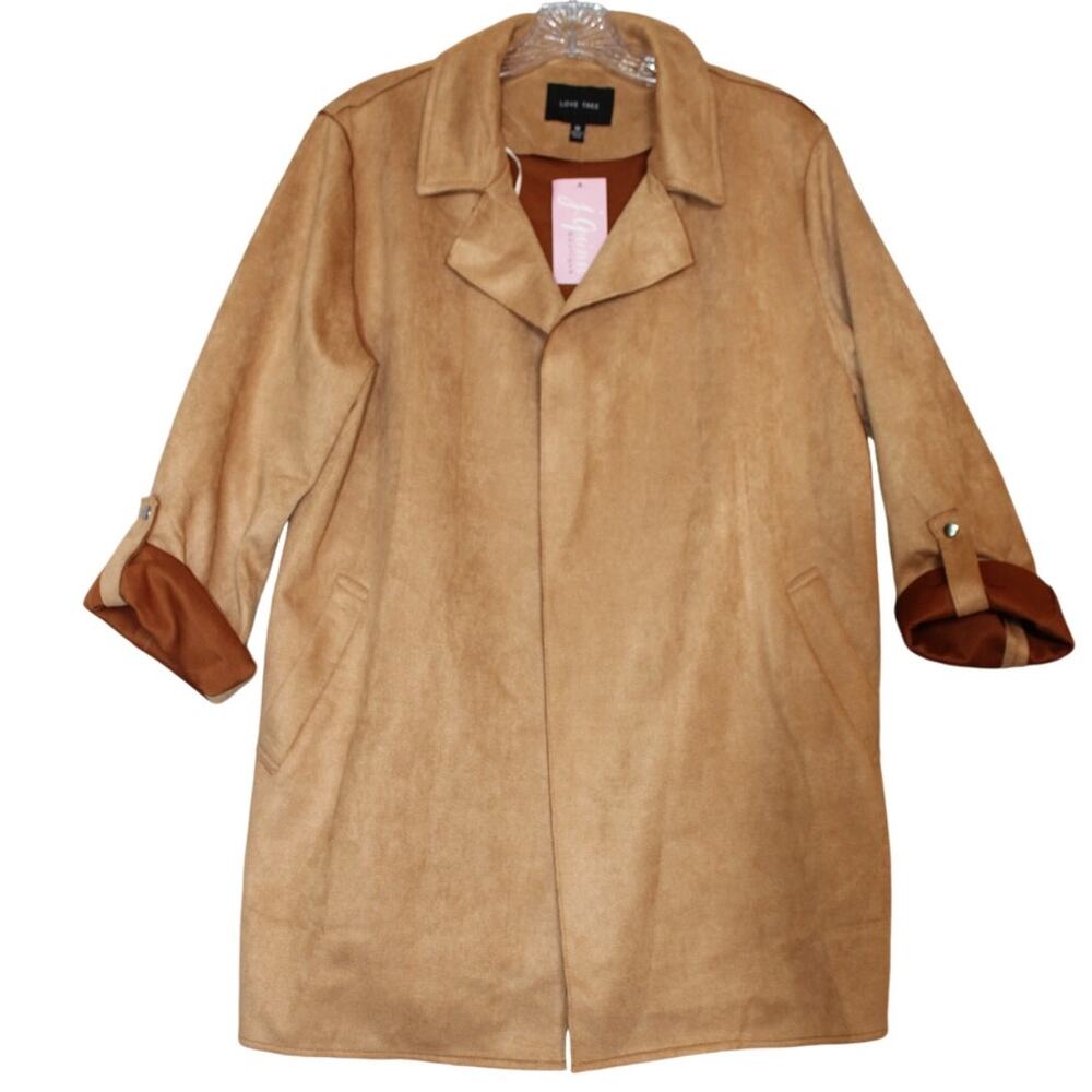 Love Tree Womens NWT Faux Suede Long Line Jacket Size Medium